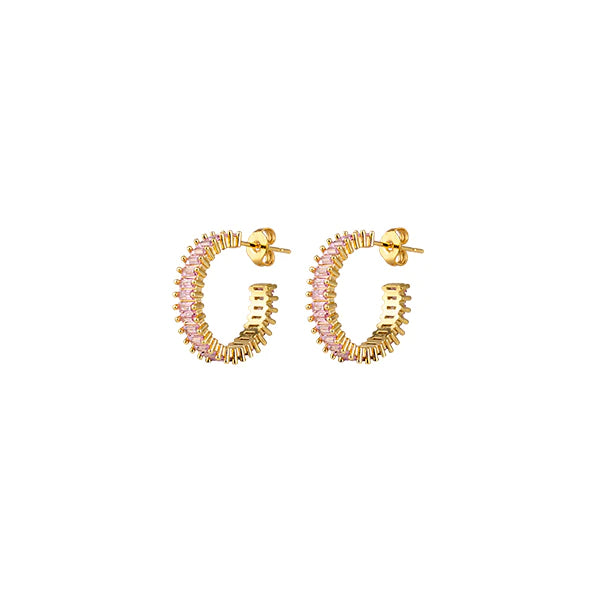 The stately hoop-style earrings come in a choice of two colours - hot pink and pale pink and have a high polish finish. A gorgeous staple that is a wardrobe essential. Designed for women who want to make a statement. Pamamull.com