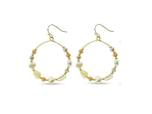 A wardrobe staple, these stunning freshwater pearl earrings will never date. Crafted from freshwater pearls and natural stones, they're finished with beautiful glass faceted beads in a  gold plated settings. With a choice of either gold or green undertones - these earring will be a constant favorite. thejewelled.au